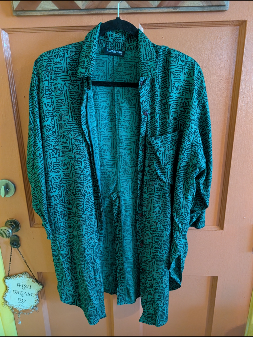 Emerald Green Printed Open-Front Jacket